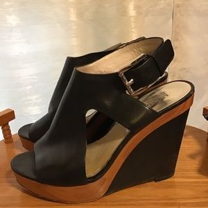 Michael Kors Black and Brown Platform Wedges
